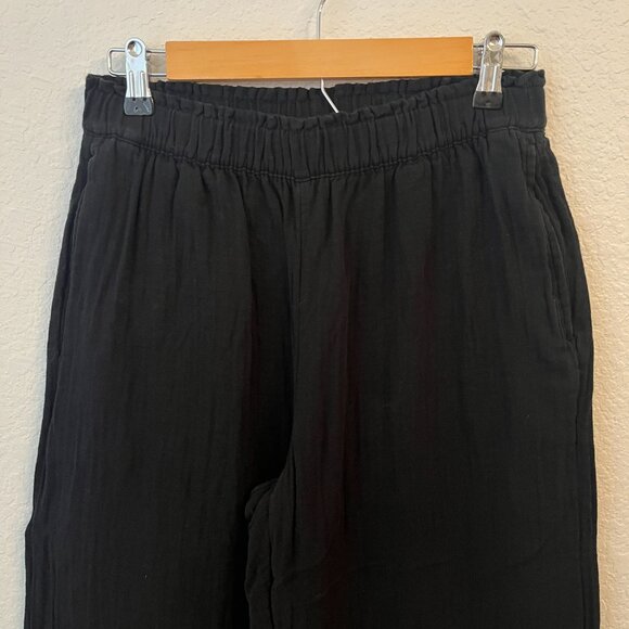 Old Navy Crinkle Gauze High Rise Wide Leg Pull-On Ankle Pants Small Black Cotton - Picture 3 of 12